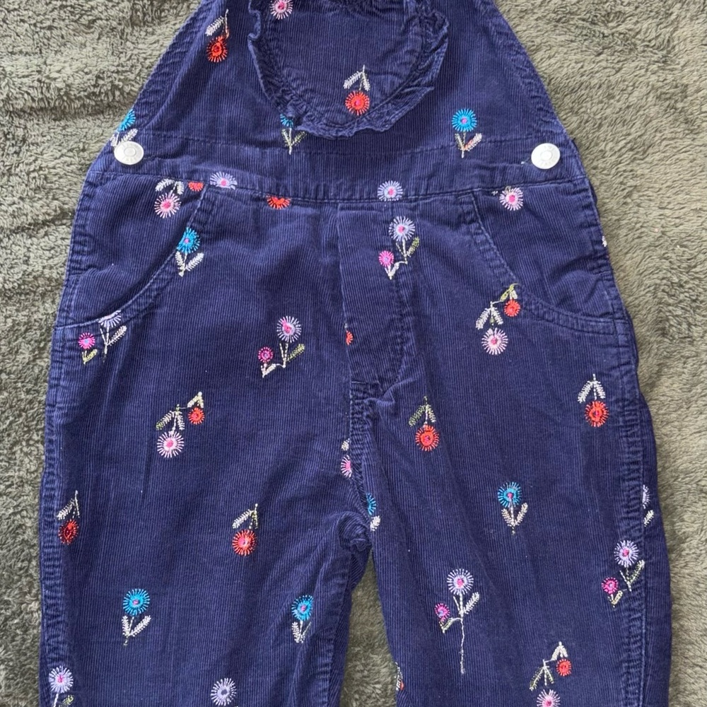 Vintage Sesame Street Floral Embroidered Kids Overalls